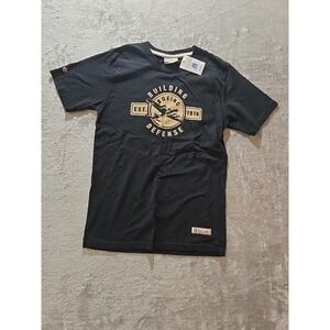 Red Canoe Mens Small Black 100%‎ Cotton Boeing Building Defense T-Shirt NWT